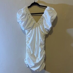 Elegant White Ruched Dress